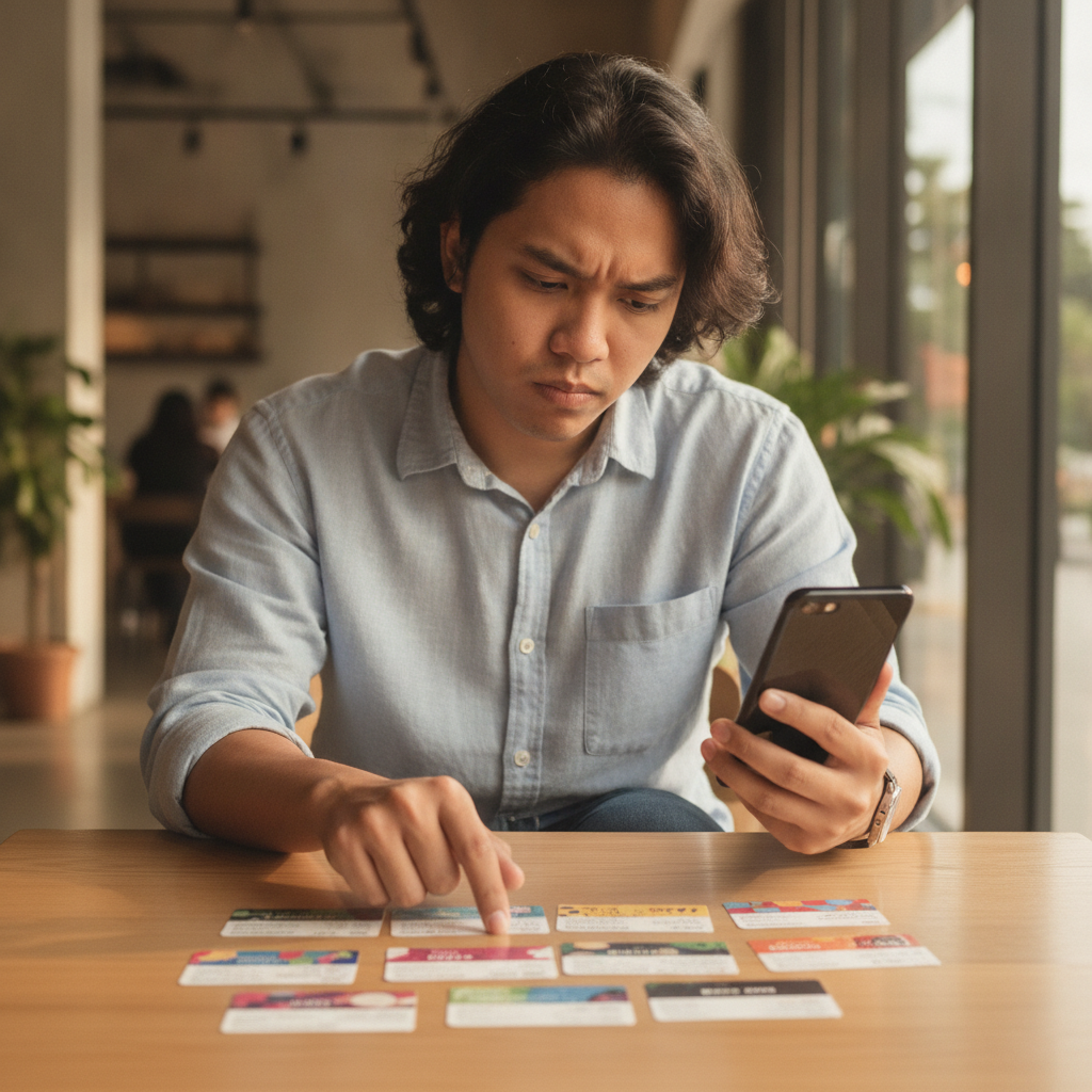 Filipino player comparing casino bonus offers on mobile phone